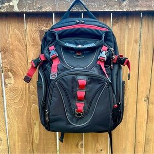 Wenger Maxxum Laptop Backpack, Fits 16 Inch Laptop, Black/Red